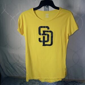 SAN DIEGO PADRES womens XL Yellow tee shirt  MLB Genuine Merchandise